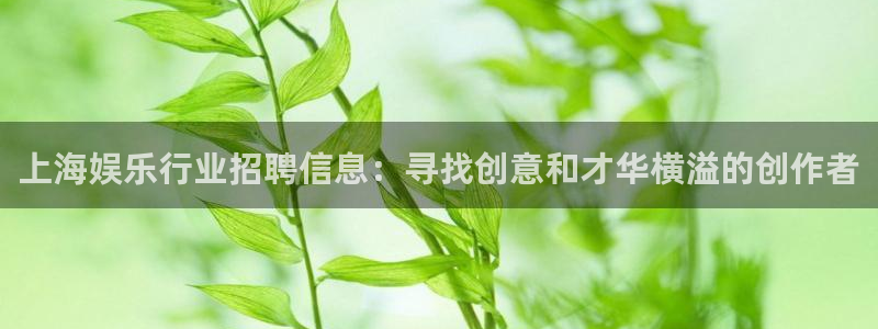彩客网体育注册登录入口：上海娱乐行业招聘信息：寻找创意和才华横溢的创作者